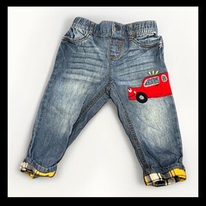 The Children’s Place Baby Boy Blue Denim Jeans 9-12M Car Appliqué